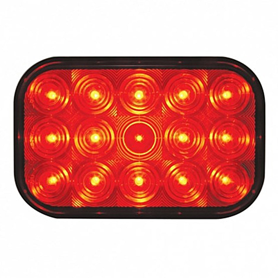 15 LED Rectangular Stop, Turn & Tail Light - Red LEDs (Red or Clear Lens)