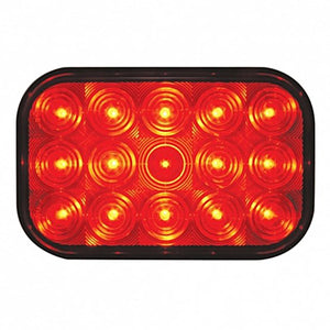 15 LED Rectangular Stop, Turn & Tail Light - Red LEDs (Red or Clear Lens)