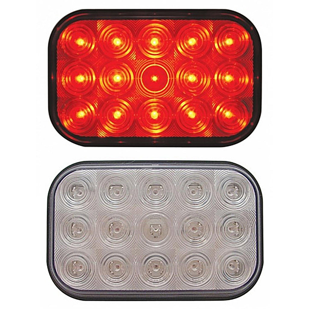 15 LED Rectangular Stop, Turn & Tail Light - Red LEDs (Red or Clear Le ...