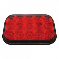 15 LED Rectangular Stop, Turn & Tail Light - Red LEDs (Red or Clear Lens)