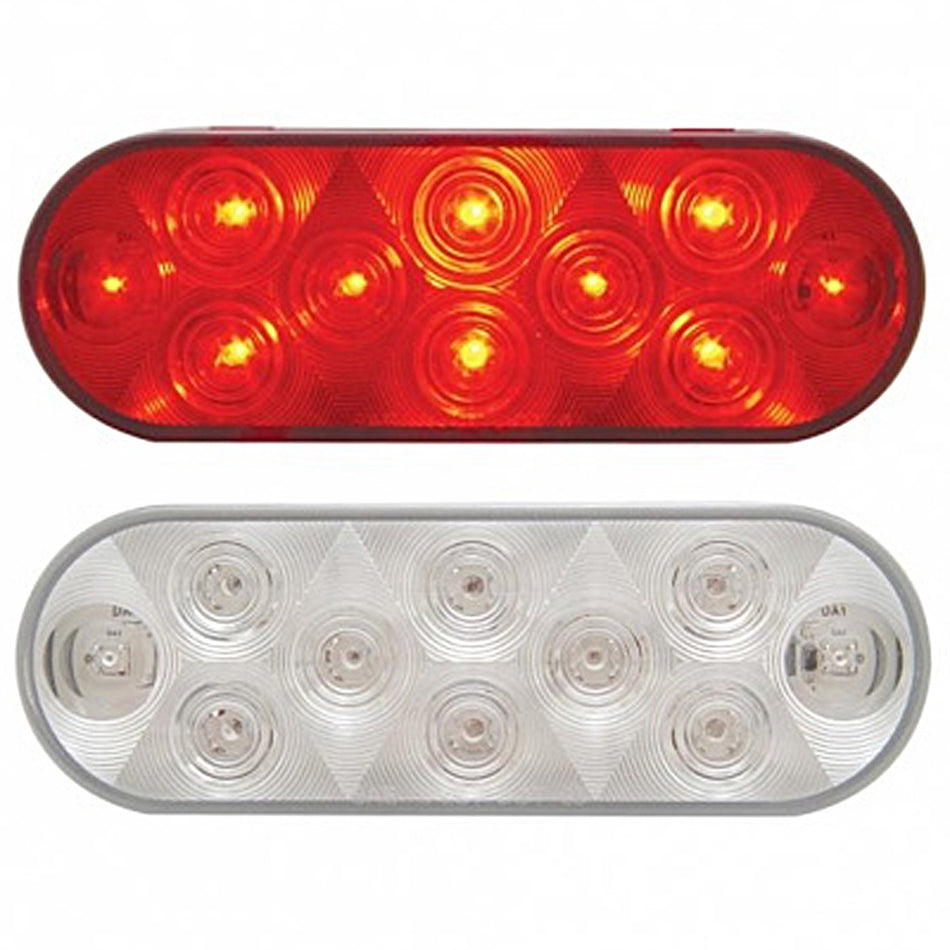 United Pacific - 10 LED 6" Oval Stop, Turn & Tail Light - Red LEDs (Red or Clear Lens)