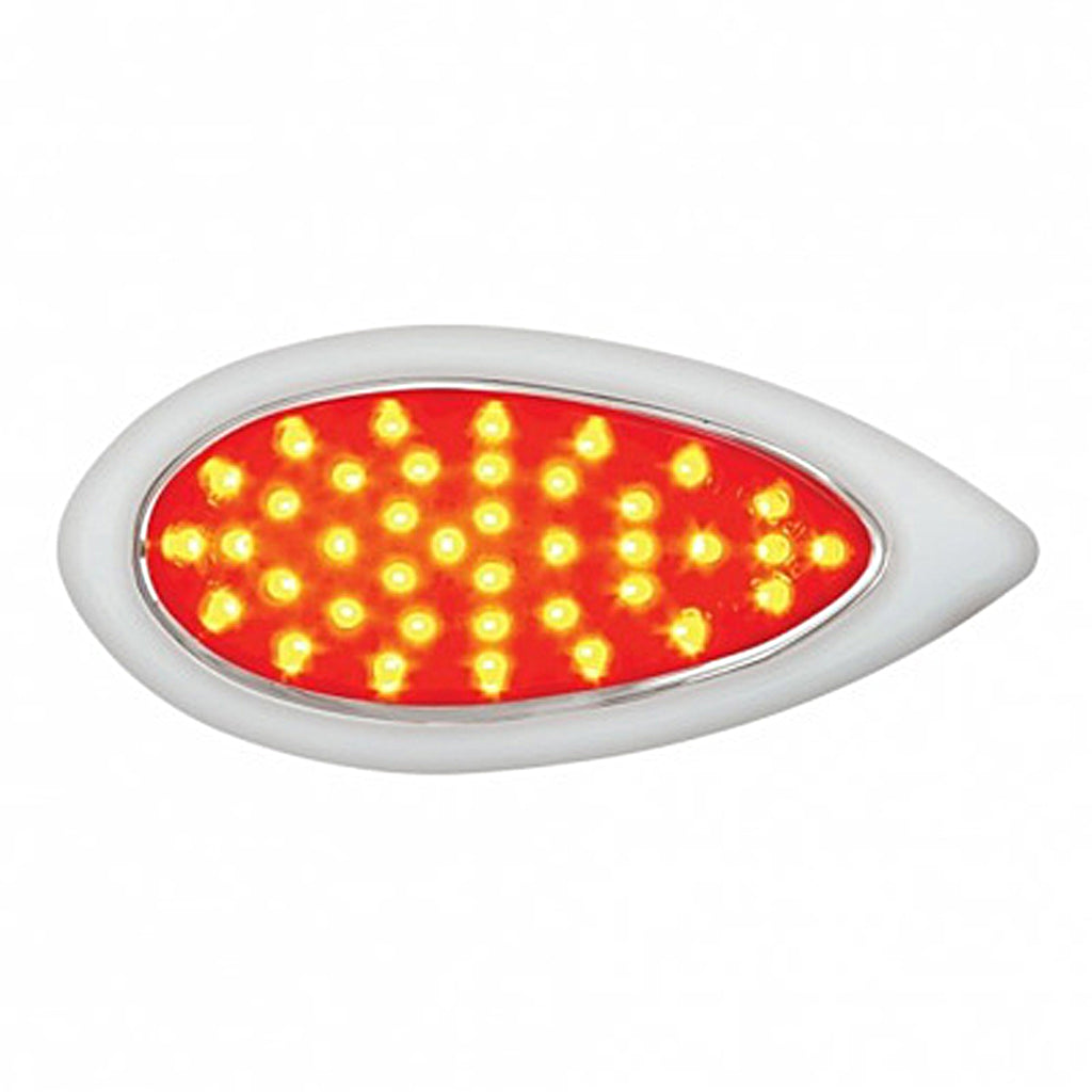 39 LED "Teardrop" Stop, Turn & Tail Light With Plastic Bezel - Red LEDs (Red Lens)