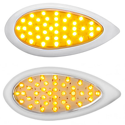 39 LED "Teardrop" Turn Signal Light With Bezel - Amber LEDs (Amber or Clear Lens)