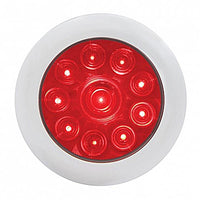 10 LED 4" Round Stop, Turn & Tail Light With Bezel - Red LEDs (Red Lens)