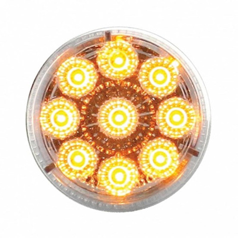 9 LED 2" Round Reflector Clearance/Marker Light - Amber or Red LEDs (Amber, Red or Clear Lens)