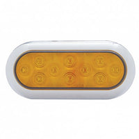 10 LED 6" Oval Flange Mount Stop, Turn & Tail Light w Chrome Bezel - Red or Amber LEDs (Red or Amber Lens)