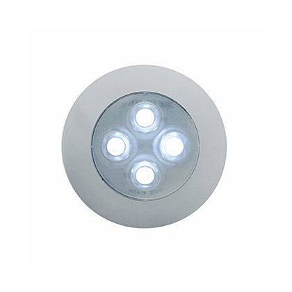 4 LED 1-3/4" Dome Light 3" Round Bezel - White LEDs (Clear Lens)