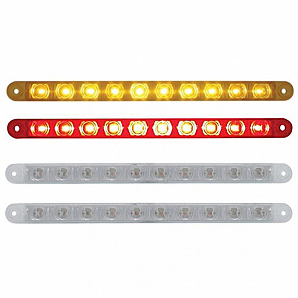 10 LED 9" Turn Signal Light Bar - Amber or Red LEDs (Amber, Red or Clear Lens)