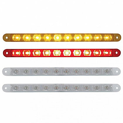 10 LED 9" Turn Signal Light Bar - Amber or Red LEDs (Amber, Red or Clear Lens)