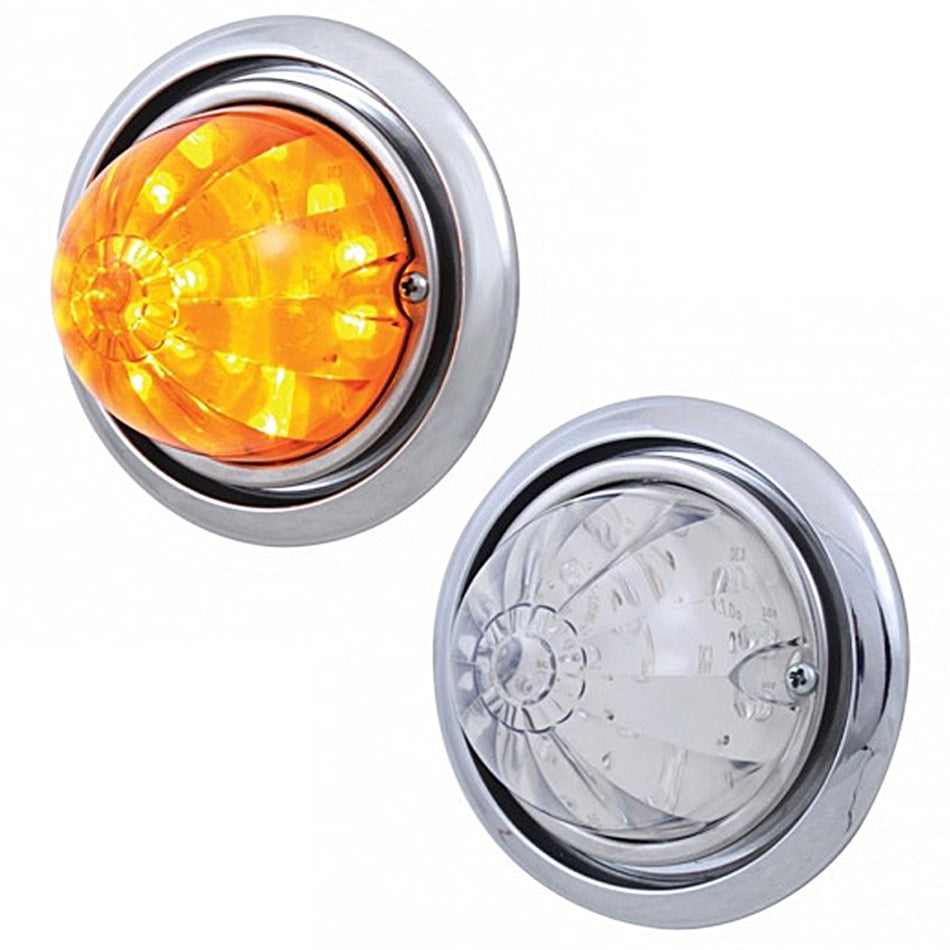 Bumper Light w 17 LED Dual Function Watermelon Light For Freightliner Columbia - Amber LEDs (Amber or Clear Lens)