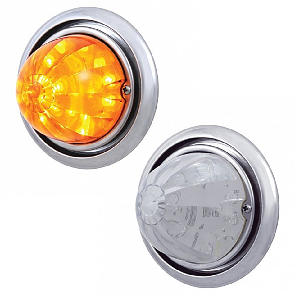 Bumper Light w 17 LED Watermelon Light For Freightliner Columbia - Amber LEDs (Amber or Clear Lens)