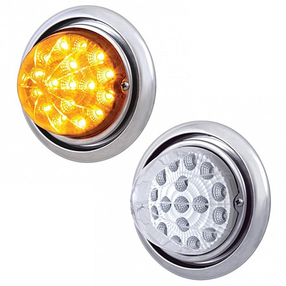 Bumper Light w 17 LED Reflector Light For Freightliner Columbia - Amber LEDs (Amber or Clear Lens)