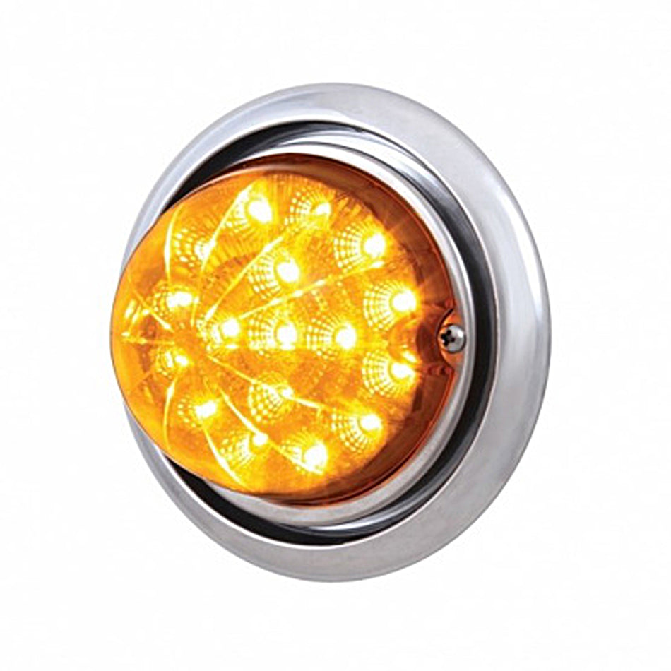 Bumper Light w 17 LED Reflector Watermelon Light For Freightliner Columbia - Amber LEDs (Amber or Clear Lens)