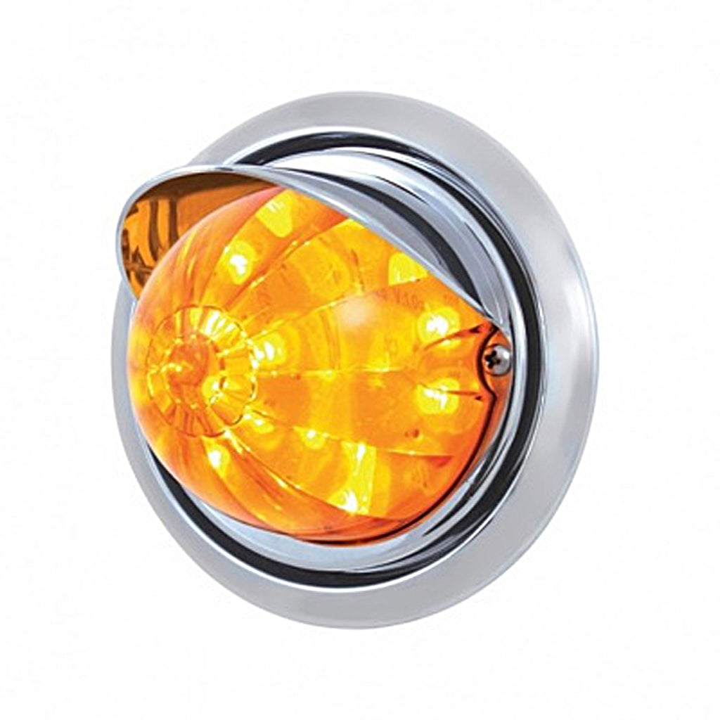 Bumper Light w 17 LED Dual Function Watermelon Light & Visor For Freightliner Columbia - Amber LEDs (Amber or Clear Lens)