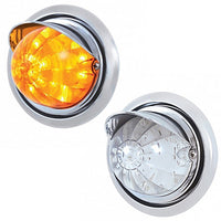 Bumper Light w 17 LED Dual Function Watermelon Light & Visor For Freightliner Columbia - Amber LEDs (Amber or Clear Lens)