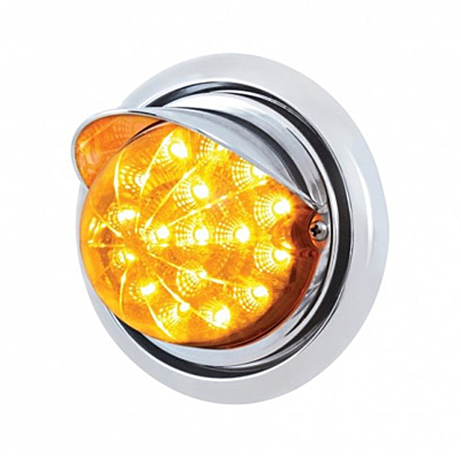 Bumper Light w 17 LED Dual Function Watermelon Light & Visor For Freightliner Columbia - Amber LEDs (Amber or Clear Lens)