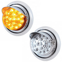 Bumper Light w 17 LED Dual Function Watermelon Light & Visor For Freightliner Columbia - Amber LEDs (Amber or Clear Lens)