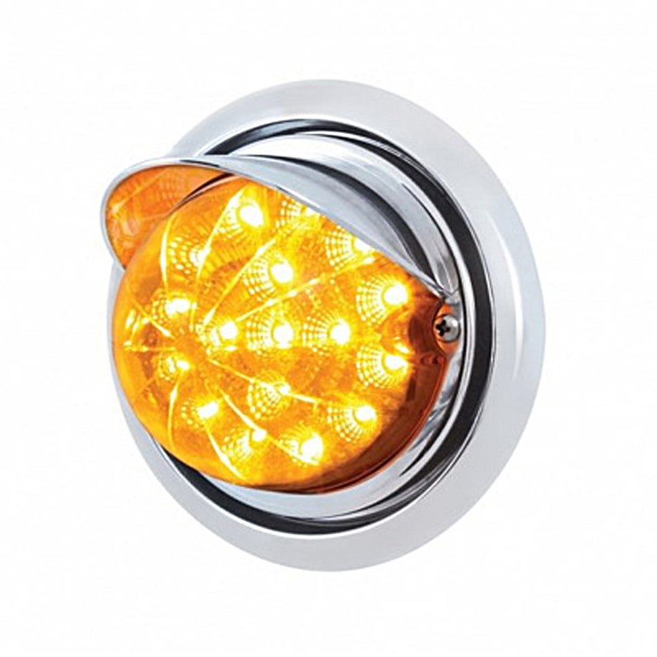 Bumper Light w 17 LED Reflector Light & Visor For Freightliner Columbia - Amber LEDs (Amber or Clear Lens)