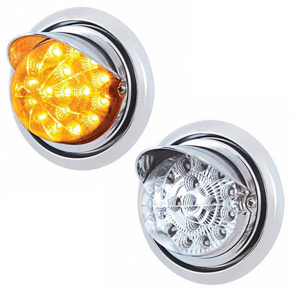 Bumper Light w 17 LED Reflector Light & Visor For Freightliner Columbia - Amber LEDs (Amber or Clear Lens)