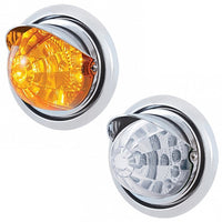 Bumper Light w 17 LED Reflector Watermelon Light & Visor For Freightliner Columbia - Amber LEDs (Amber or Clear Lens)
