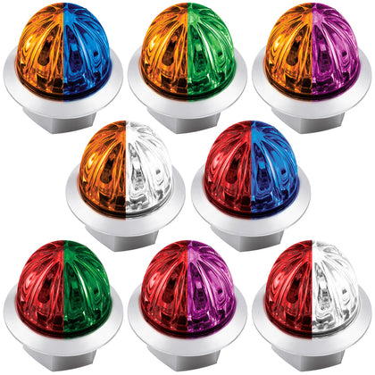 4 LED 3/4" Mini Watermelon Double Fury Clearance/Marker Light w Clear Lens - Various Dual Colors