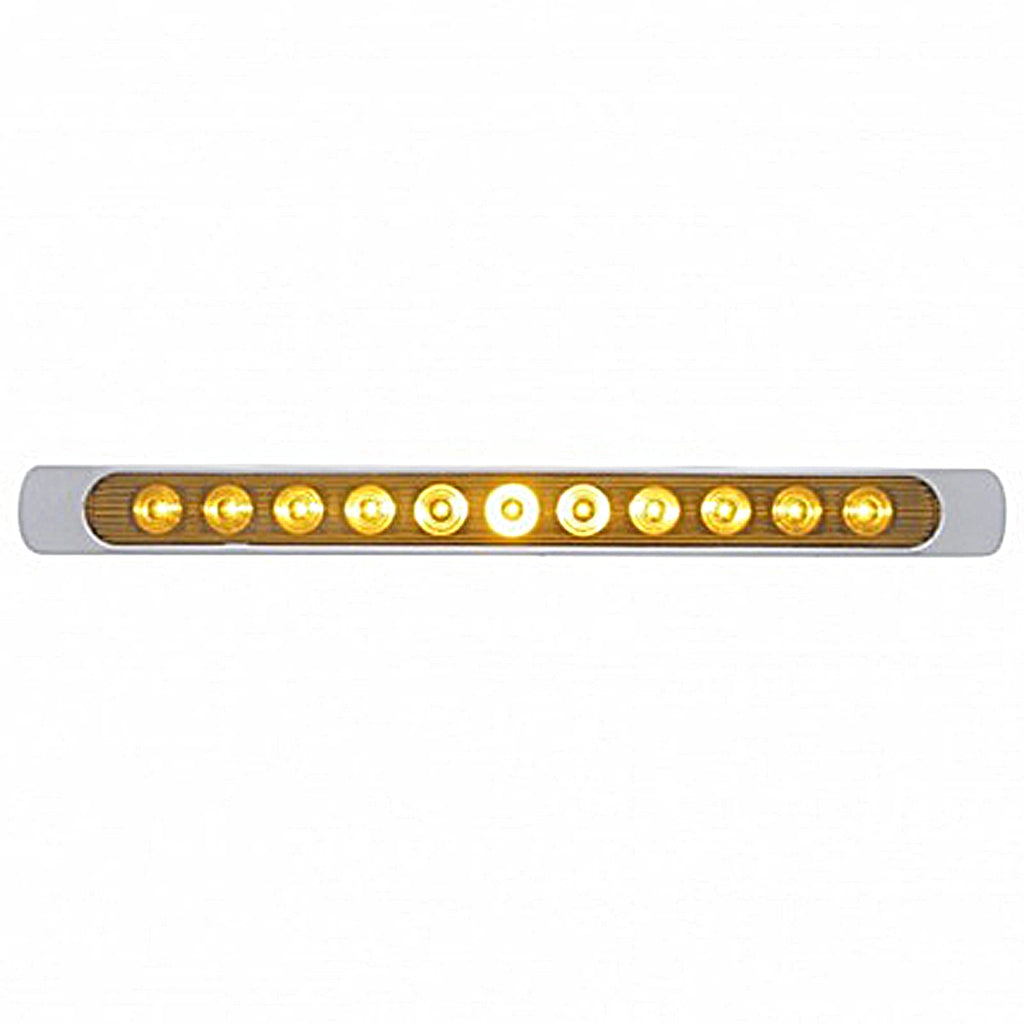 11 LED 17" P/T/C Stop, Turn & Tail Light Bar w Chrome Bezel - Amber or Red LEDs (Amber, Red or Clear Lens)