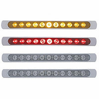 11 LED 17" P/T/C Stop, Turn & Tail Light Bar w Chrome Bezel - Amber or Red LEDs (Amber, Red or Clear Lens)