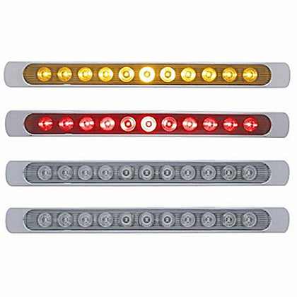 11 LED 17" P/T/C Stop, Turn & Tail Light Bar w Chrome Bezel - Amber or Red LEDs (Amber, Red or Clear Lens)