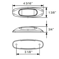4-3/16" Wide 3 LED ViperEye Clearance/Marker Light - Amber or Red LEDs (Amber or Red Lens)