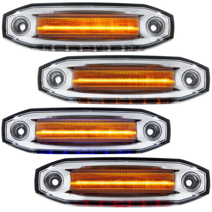 6 Amber LED Clearance/Marker Light w 6 LED Side Ditch Light - White, Amber, Blue or Red LEDs