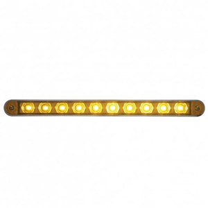 10 LED 9" Turn Signal Light Bar With Bezel - Amber or Red LEDs (Amber, Red or Clear Lens)