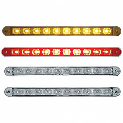 10 LED 9" Turn Signal Light Bar With Bezel - Amber or Red LEDs (Amber, Red or Clear Lens)