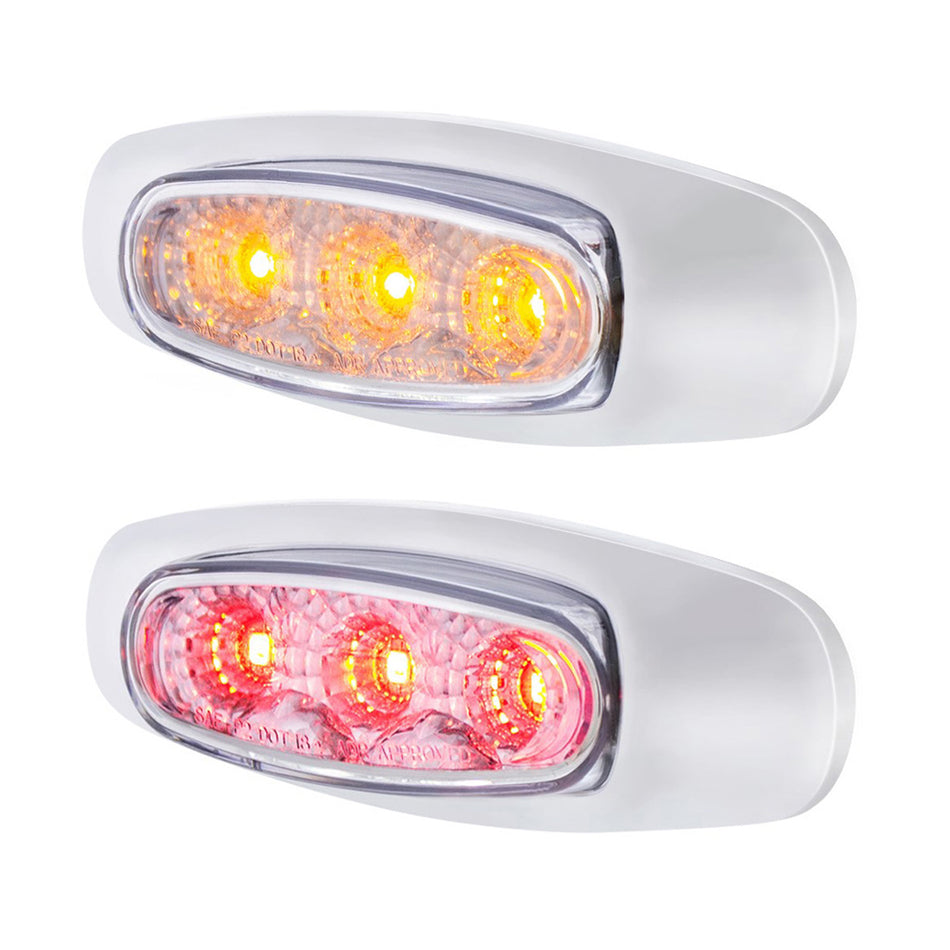 5 LED Reflector Auxiliary/Utility Light w Side Ditch Light - Amber or Red LEDs (Clear Lens)
