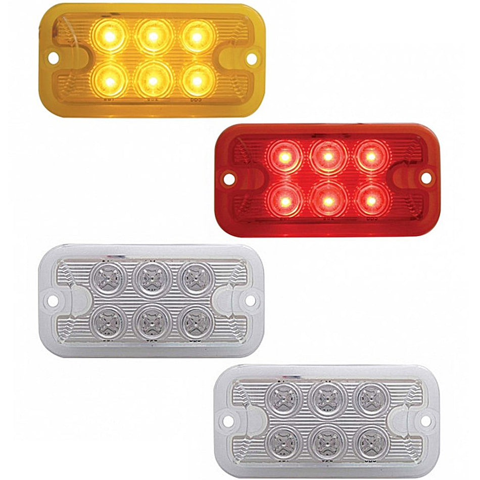 6 LED Dual Function Light - Amber or Red LEDs (Amber, Red or Clear Lens)