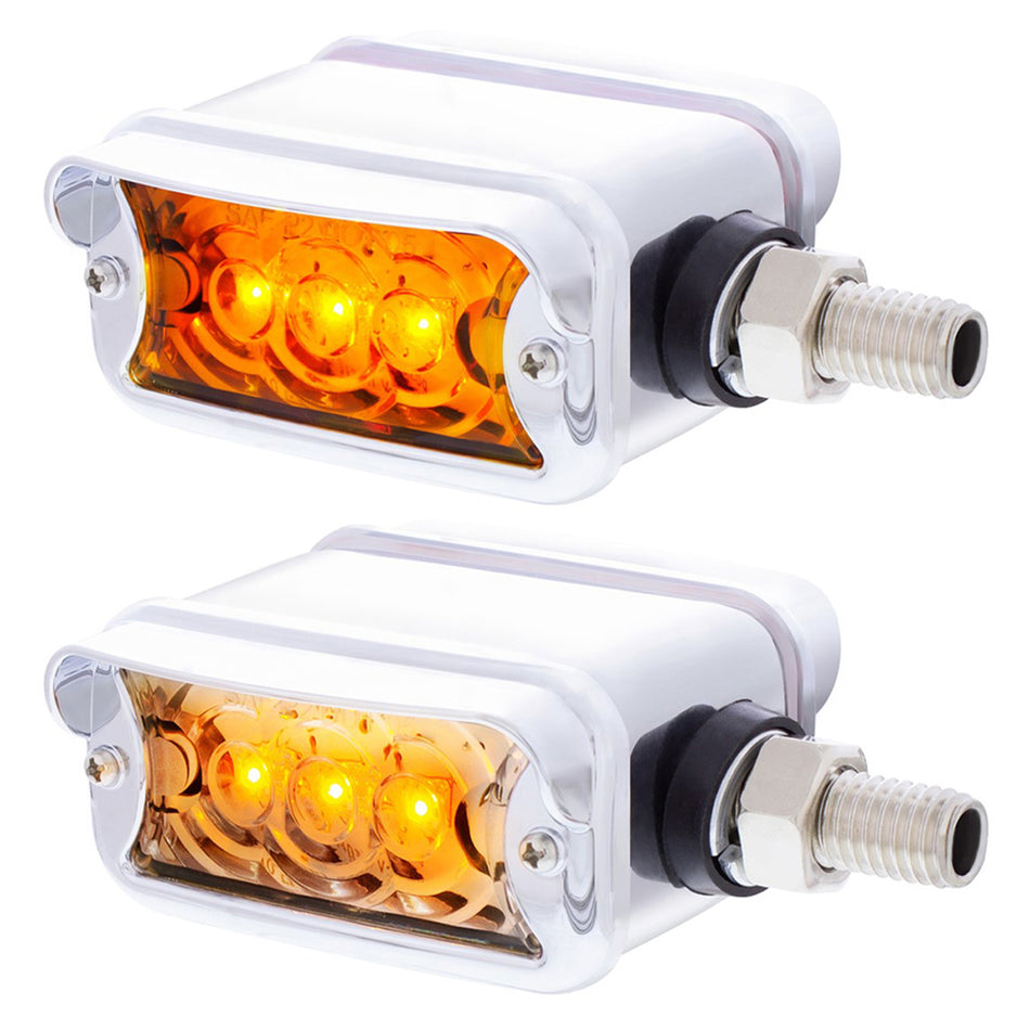 6 LED Single Function Double Face Light W/Visor - Horizontal Mount - Amber & Red LEDs (Amber &amp; Red or Clear Lens)