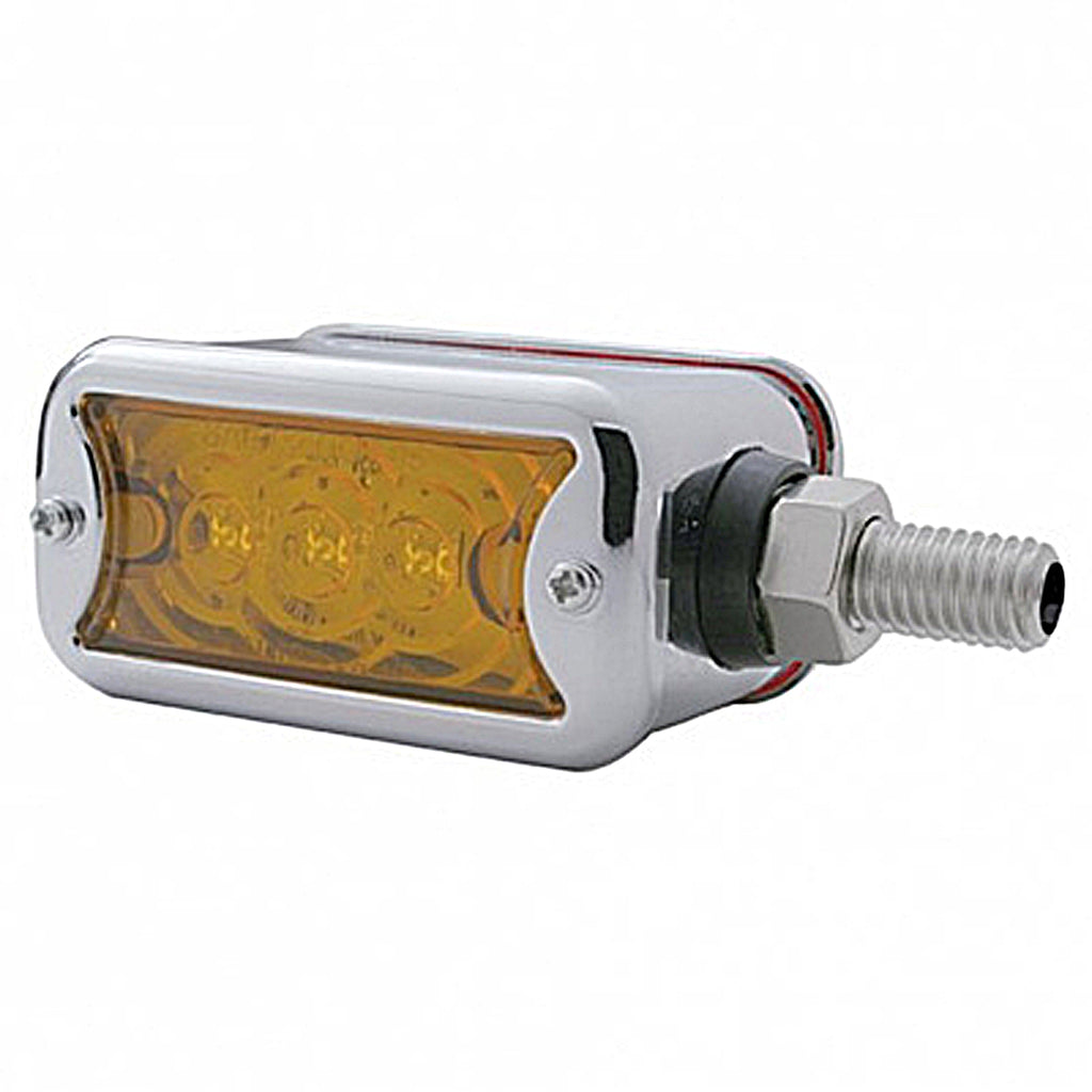 6 LED Single Function Double Face Light W/Bezel - Horizontal Mount - Amber & Red LEDs (Amber & Red or Clear Lens)