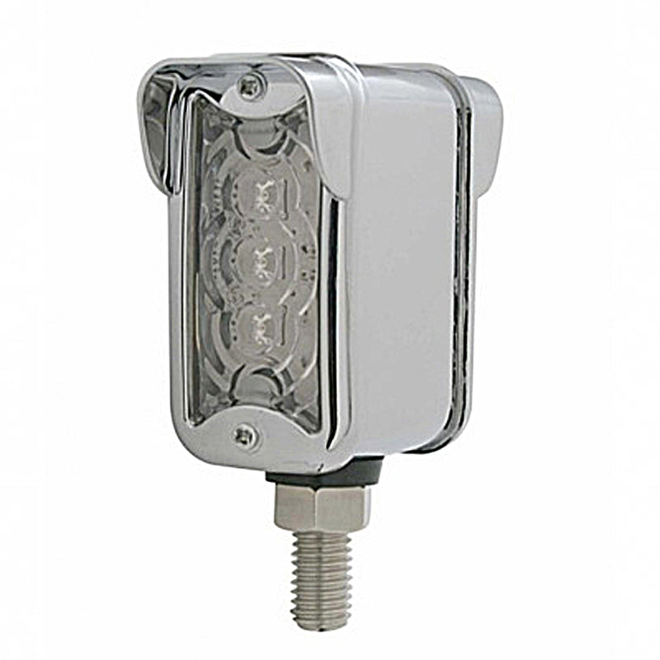 3 LED Single Function Double Face Light W/Visor - Vertical Mount - Amber & Red LEDs (Amber & Red or Clear Lens)