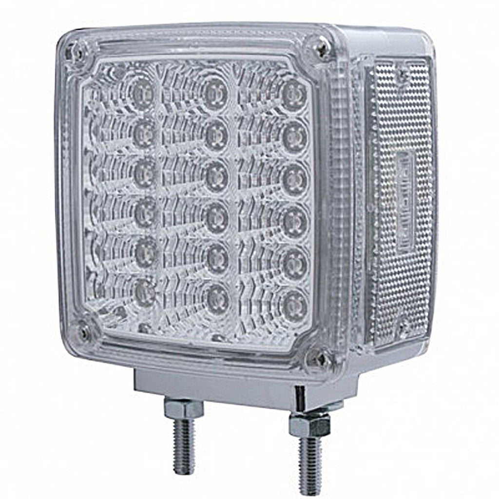39 LED Reflector Double Face Turn Signal Light - Amber & Red LEDs w Clear Lens (Driver or Passenger Side)