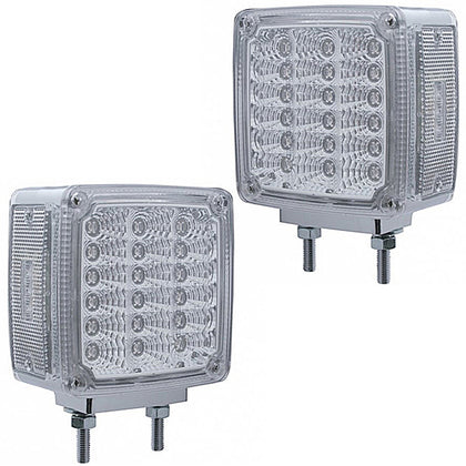 39 LED Reflector Double Face Turn Signal Light - Amber & Red LEDs w Clear Lens (Driver or Passenger Side)