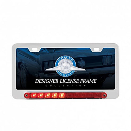 Deluxe License Plate Frame W/Split Turn Function LED Light - Chrome