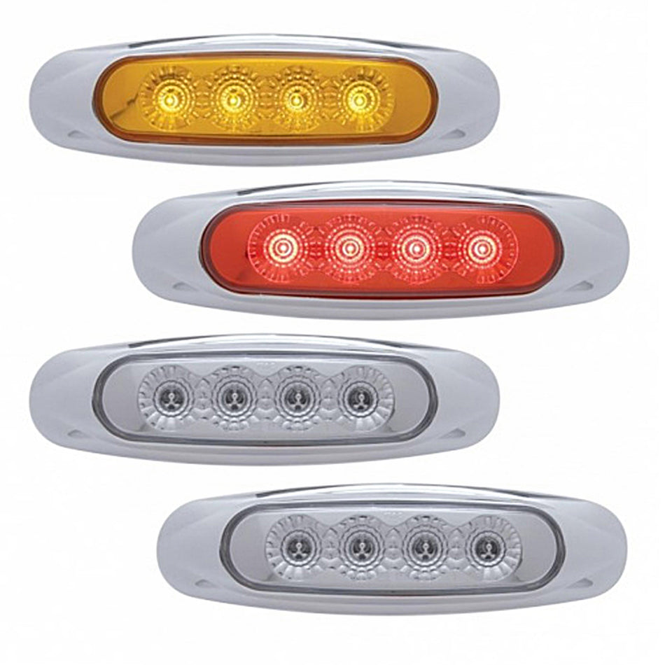 4 LED Reflector Clearance/Marker Light - Amber or Red LEDs (Amber, Red or Clear Lens)