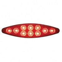 10 LED "Cat's Eye" Stop, Turn & Tail Light With Bezel - Red LEDs (Red Lens)