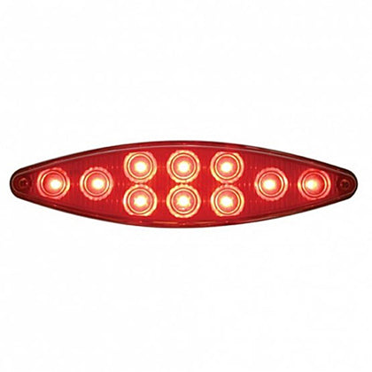 10 LED "Cat's Eye" Stop, Turn & Tail Light With Bezel - Red LEDs (Red Lens)