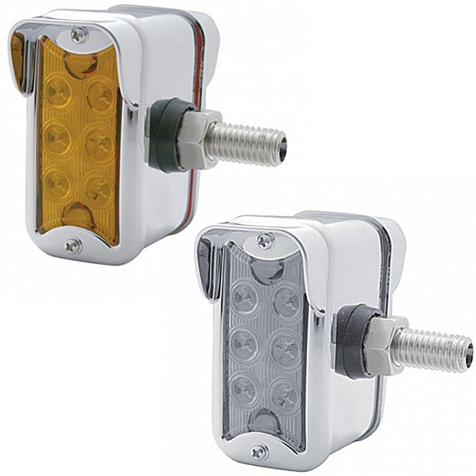 12 LED Dual Function Double Face Light W/Visor - Vertical Side Mount - Amber & Red LEDs (Amber & Red or Clear Lens)