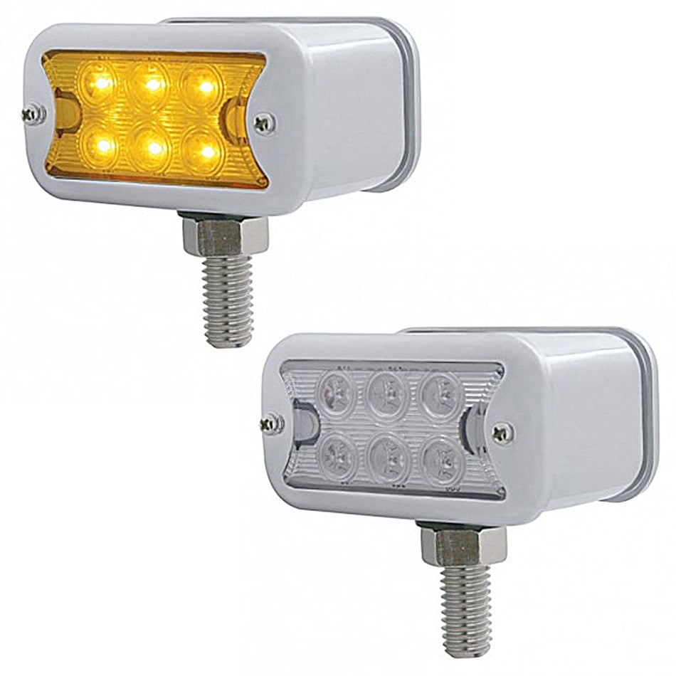 12 LED Dual Function Double Face Light W/Bezel - T-Mount - Amber & Red LEDs (Amber & Red or Clear Lens)