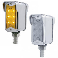 12 LED Dual Function Double Face Light W/Visor - Vertical Mount - Amber & Red LEDs (Amber & Red or Clear Lens)