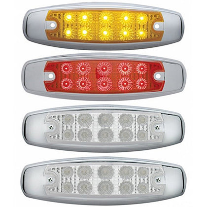 10 LED Reflector Rectangular Clearance/Marker Light - Amber or Red LEDs (Amber, Red or Clear Lens)