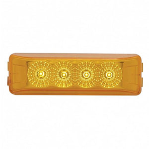 4 LED Reflector Rectangular Clearance/Marker Light - Amber or Red LEDs (Amber, Red or Clear Lens)