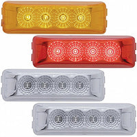 4 LED Reflector Rectangular Clearance/Marker Light - Amber or Red LEDs (Amber, Red or Clear Lens)
