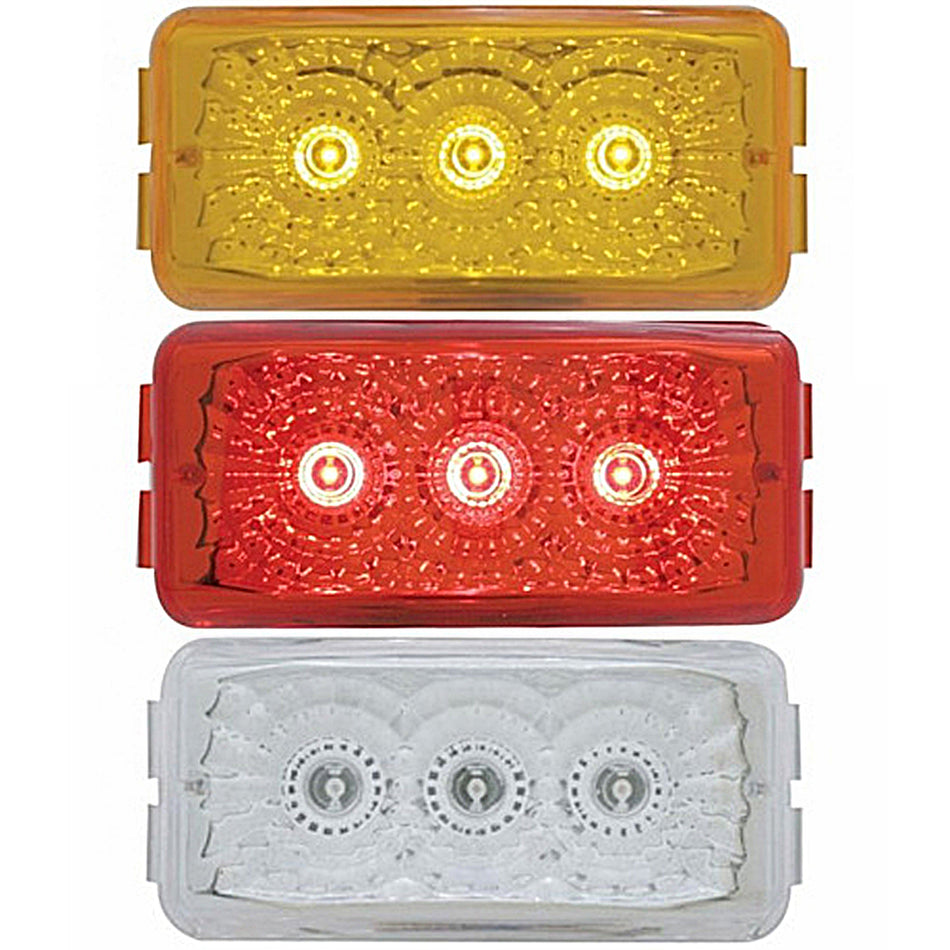 3 LED Reflector Clearance/Marker Light - Amber or Red LEDs (Amber, Red or Clear Lens)